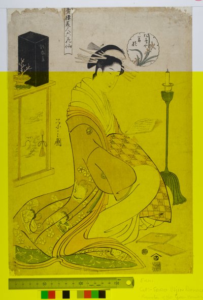 Schoonheden van de Groene Huizen als de Zes Dichters (Seiro bijin rokkasen) door Chobunsai Eishi