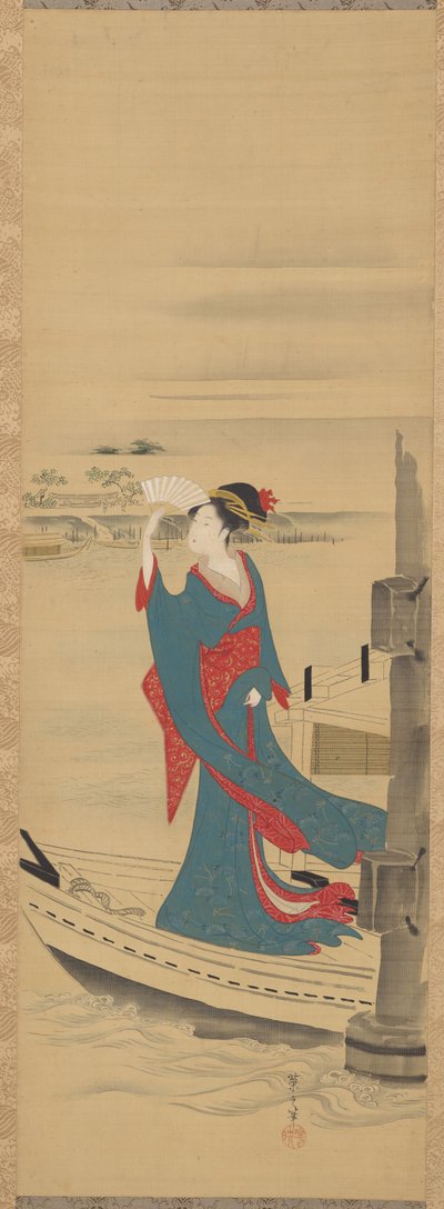 Schoonheid in een Boot op de Sumida Rivier door Chobunsai Eishi