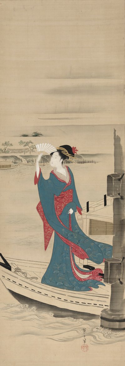 Schoonheid in een boot op de Sumida-rivier door Chobunsai Eishi