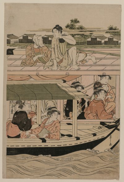 Boottocht op de Sumida-rivier, late jaren 1780 door Chobunsai Eishi