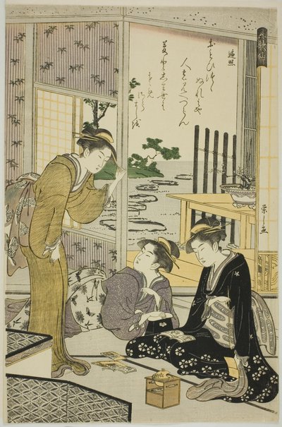 Henjo, uit de serie "Zes Onsterfelijke Dichters (Rokkasen)" door Chobunsai Eishi