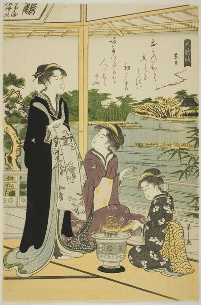 Kuronushi, uit de serie "Zes Onsterfelijke Dichters (Rokkasen)" door Chobunsai Eishi