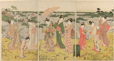 Parodie op hoflijke insectenjacht door Chobunsai Eishi