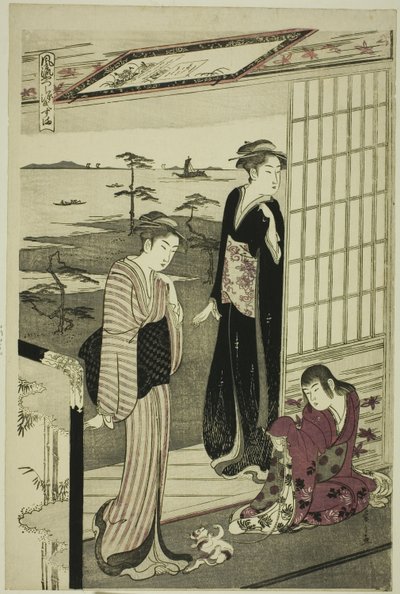 Suma, uit de serie "Een modieuze parodie op het verhaal van Genji (Furyu yatsushi Genji)" door Chobunsai Eishi