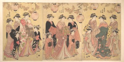 De Yoshiwara-optocht in de herfst door Chobunsai Eishi
