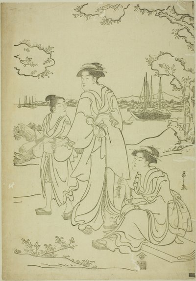 Kersenbloesems bekijken op Goten Hill door Chobunsai Eishi