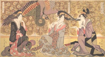 Interieur van het huis genaamd Ogiya, ca. 1800 door Chokosai Eisho