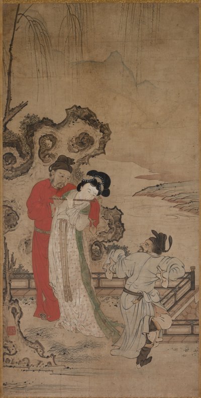 Keizer Minghuang Leert Yang Gueifei de Fluit Spelen, eind 1400-begin 1500 door Choryusai