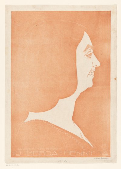Portret van Gerda Henny door Chris Lebeau (signed by artist)