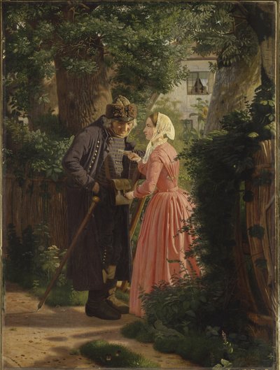 Een jong meisje vraagt de oude postbode van het dorp een brief te bezorgen door Christen Dalsgaard