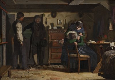 De dorps timmerman brengt een kist voor een dood kind door Christen Dalsgaard