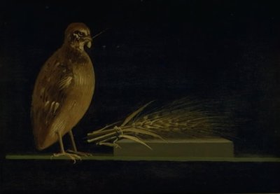 Een kwartel eet een korenaar door Christen Købke