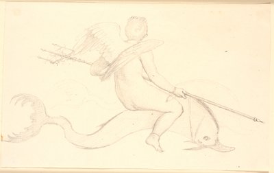 Cupido rijdend op een dolfijn. Pompejaans motief door Christen Købke