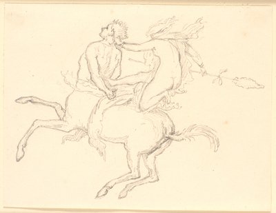 Bacchante zittend op de rug van een gebonden centaur. Pompejaans motief door Christen Købke