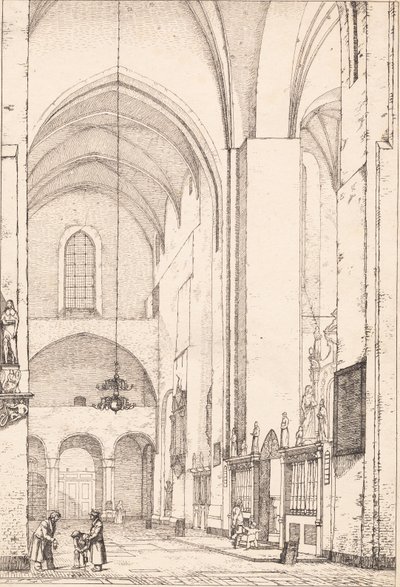 Deens: Prospectus van het interieur van het noordelijke dwarsschip van de kathedraal van Aarhus door Christen Købke
