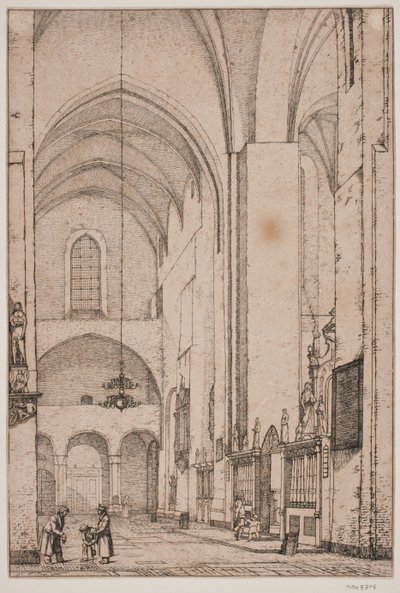 Deens: Prospectus van het interieur van het noordelijke dwarsschip van de kathedraal van Aarhus door Christen Købke