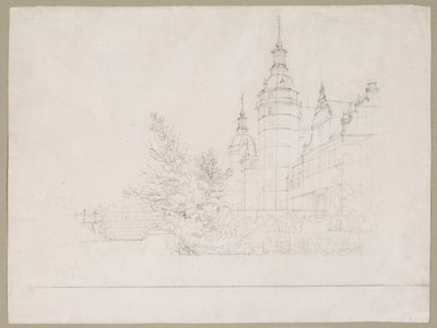 Kasteel Frederiksborg. Deel bij de Muntbrug door Christen Købke