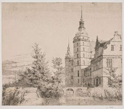 Frederiksborg Slot. Deel bij de Muntbrug door Christen Købke