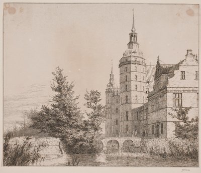 Frederiksborg Slot. Deel bij de Muntbrug door Christen Købke