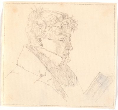 Lezende jonge man, de oudste broer van de kunstenaar, pastoor Carl Adolf Købke (1804-1840)? door Christen Købke