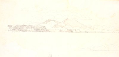 Gezicht op de baai van Napels vanaf Villa Reale. Op de achtergrond Vesuvius door Christen Købke