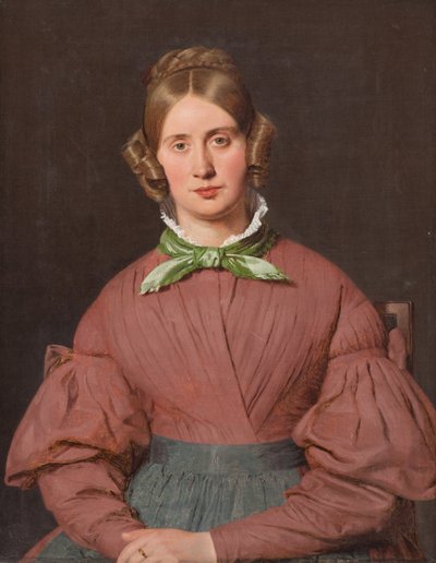 Portret van Susanne Cecilie Købke, geboren Købke, de vrouw van de kunstenaar door Christen Købke
