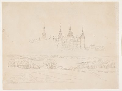 Studie voor Glyptotekets "Herfstlandschap. Frederiksborg Slot op de achtergrond" door Christen Købke