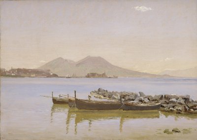 De Golf van Napels met Vesuvius op de achtergrond door Christen Købke