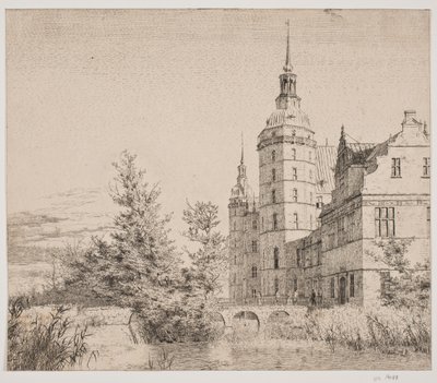 Frederiksborg Slot. Deel bij de Muntbrug door Christen Købke