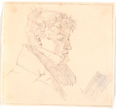 Lezende jonge man, de oudste broer van de kunstenaar, pastoor Carl Adolf Købke (1804-1840)? door Christen Købke
