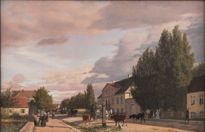 Uitzicht op een Straat in Østerbro buiten Kopenhagen. Ochtendlicht door Christen Købke