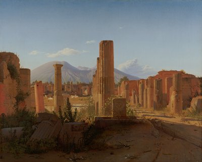 Het Forum, Pompeii, met de Vesuvius in de verte door Christen Schjellerup Købke