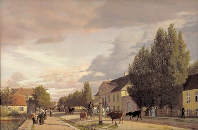Uitzicht op een Straat in Østerbro buiten Kopenhagen. Ochtendlicht, 1836 door Christen Schjellerup Købke