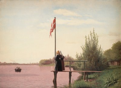Een uitzicht vanaf Dosseringen bij het Sortedammeer richting Nørrebro door Christen Schjellerup Kobke