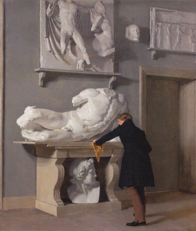 Het uitzicht op de gipsafgietselcollectie in het Charlottenborg-paleis door Christen Schjellerup Kobke