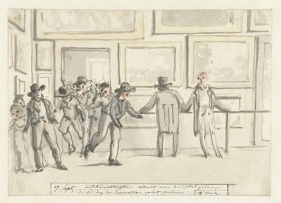 Bezoekers op de Kunsttentoonstelling te Amsterdam in 1808 door Christiaan Andriessen