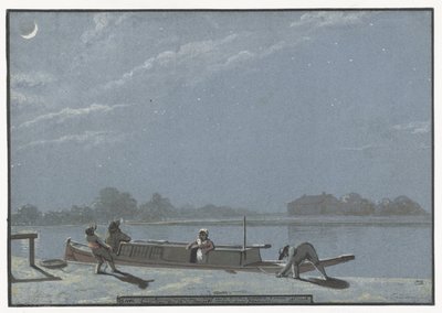 Aankomen der weesper schuit aan de Buiten Amstel door Christiaan Andriessen