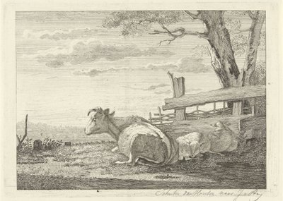 Rustend vee in een landschap door Christiaan Godfried Schutze van Houten