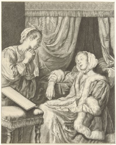 Interieur met twee vrouwen door Christiaan Josi