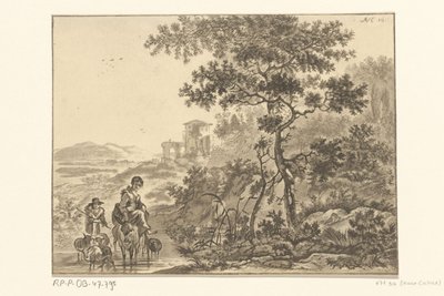 Italianiserend landschap met herder door Christiaan Josi