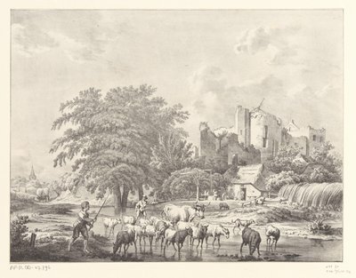 Kudde vee bij ruïne van Kasteel Brederode door Christiaan Josi