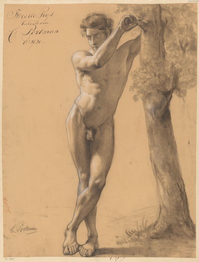 Staand mannelijk naakt, van voren gezien (2e prijs 1820) door Christiaan Julius Lodewijk Portman