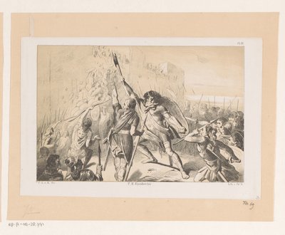 Claudius Civilis bestormt de Romeinse legerplaats Vetera door Christiaan Lodewijk van Kesteren