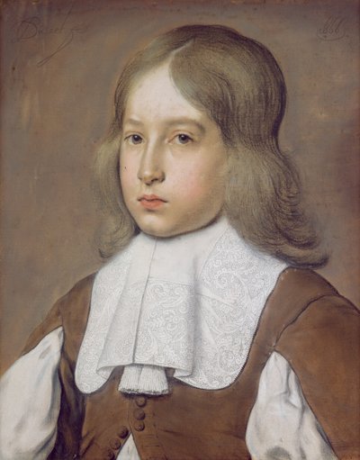 Portret van een jonge man met kanten kraag, ca. 1656 door Christiaen Jansz. Dusart