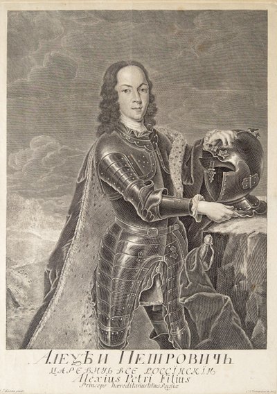 Portret van Tsarevitsj Alexei Petrovich van Rusland 1690-1718, ca. 1740 door Christian Albrecht Wortmann