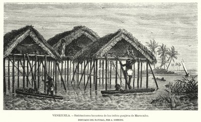 Paaldorpen van de Wayuu (Guajiro) Indianen, Maracaibo, Venezuela door Christian Anton Goering