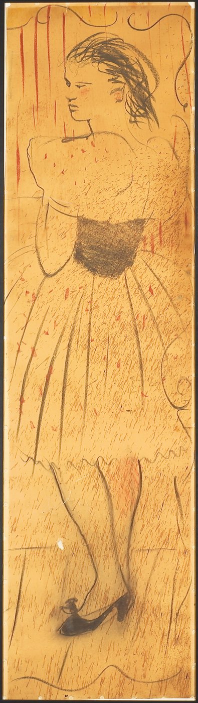 Drieluik (tekening van een liefdesscène) door Christian Bérard