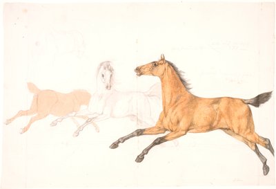 3 rennende paarden door Christian David Gebauer