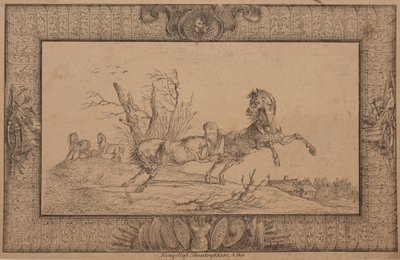 Een merrie met haar veulen door Christian David Gebauer