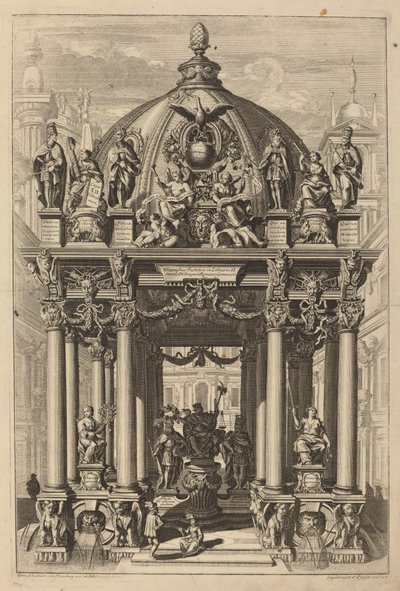 Triomfboog voor Lotharius II door Christian Engelbrecht and Johann Andreas Pfeffel, after Peter Schubert von Ehrenberg